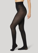 Dear Denier Svea Merino Strømpebukser Rib - Black - Strømpebukser - 200 Denier - Rib - Sort - Semi-bred talje-elastik - Uld