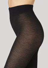 Svea Merino Strømpebukser Rib - Black